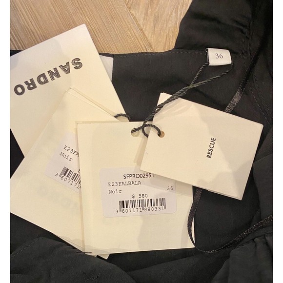 SANDRO Paris Rhinestone Embellished Long Black Dress EU 36 (US 2/4) NWT $580 - Picture 8 of 13